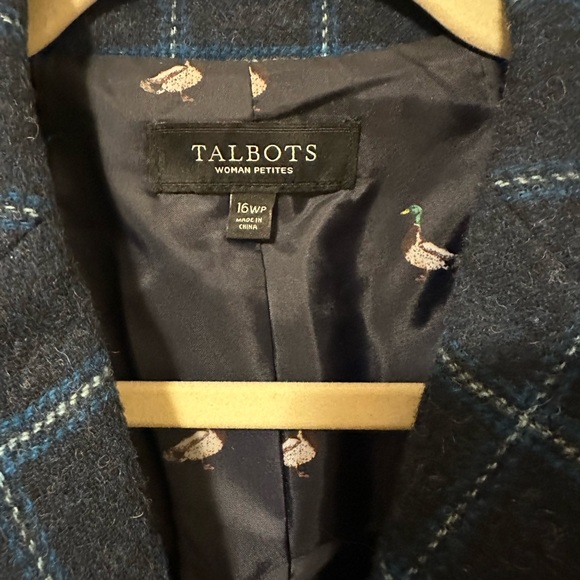 Talbots Wool Blue Plaid Blazer - Picture 3 of 4